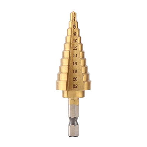 Coated High Speed Steel Step Cone Drill Bits Hole Cutter Kit with 1/4" Hex Shank 